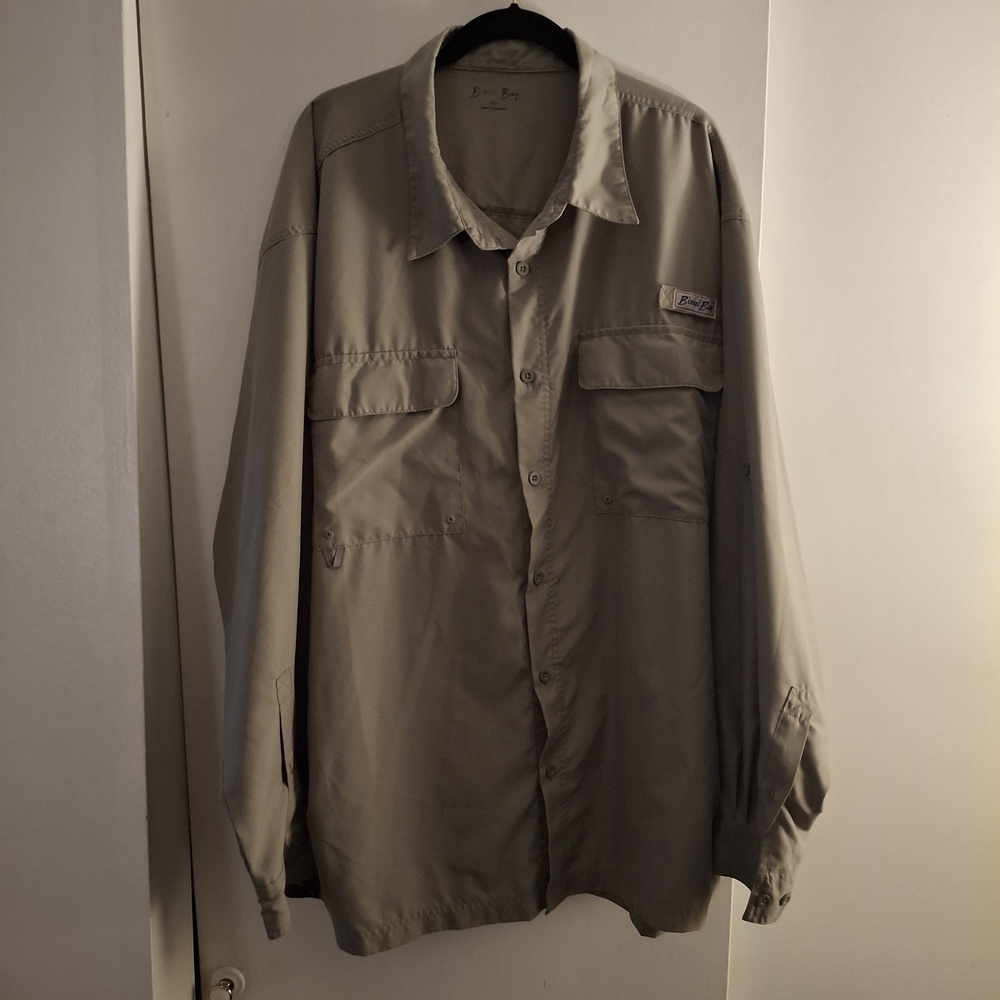 Bimini Bay Men's Khaki Olive Button-Up Long Sleeve Shirt